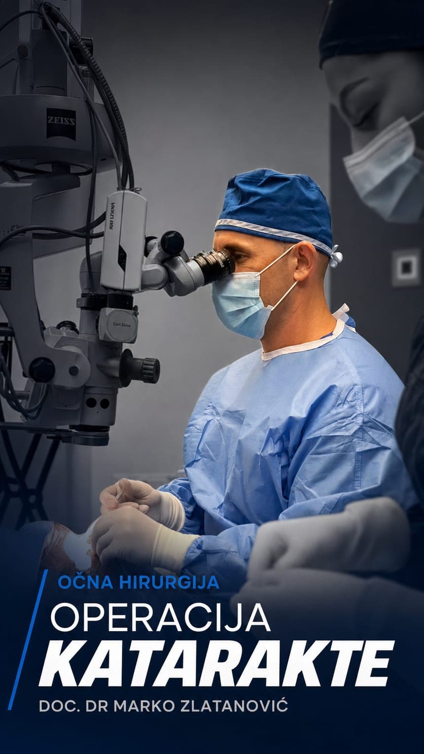 Doc. dr Marko Zlatanović izvodi operaciju katarakte pod operativnim mikroskopom