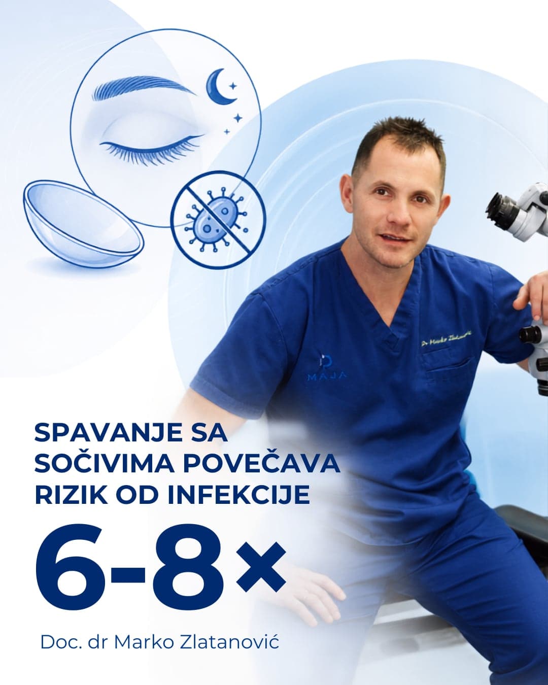 Podatak da spavanje sa kontaktnim sočivima povećava rizik od infekcije oka šest do osam puta